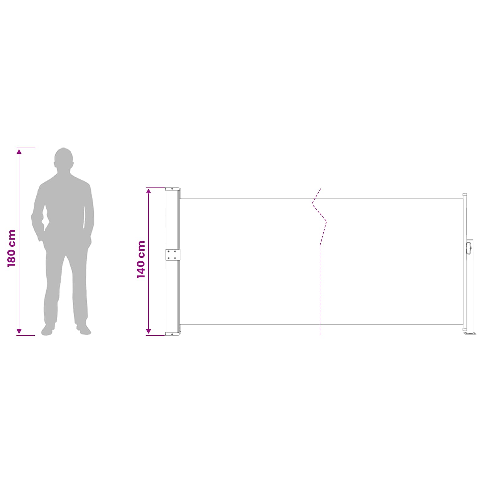 Patio Retractable Side Awning size guide