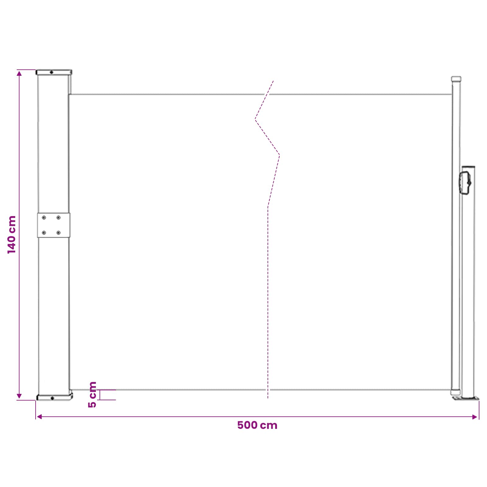 Patio Retractable Side Awning size guide