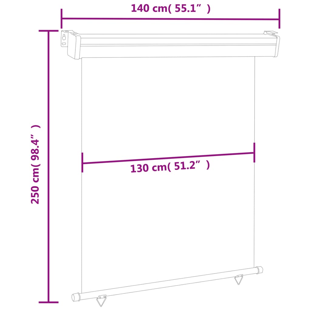 Balkon-Seitenmarkise 140 × 250 cm Creme | Stepinfit.de