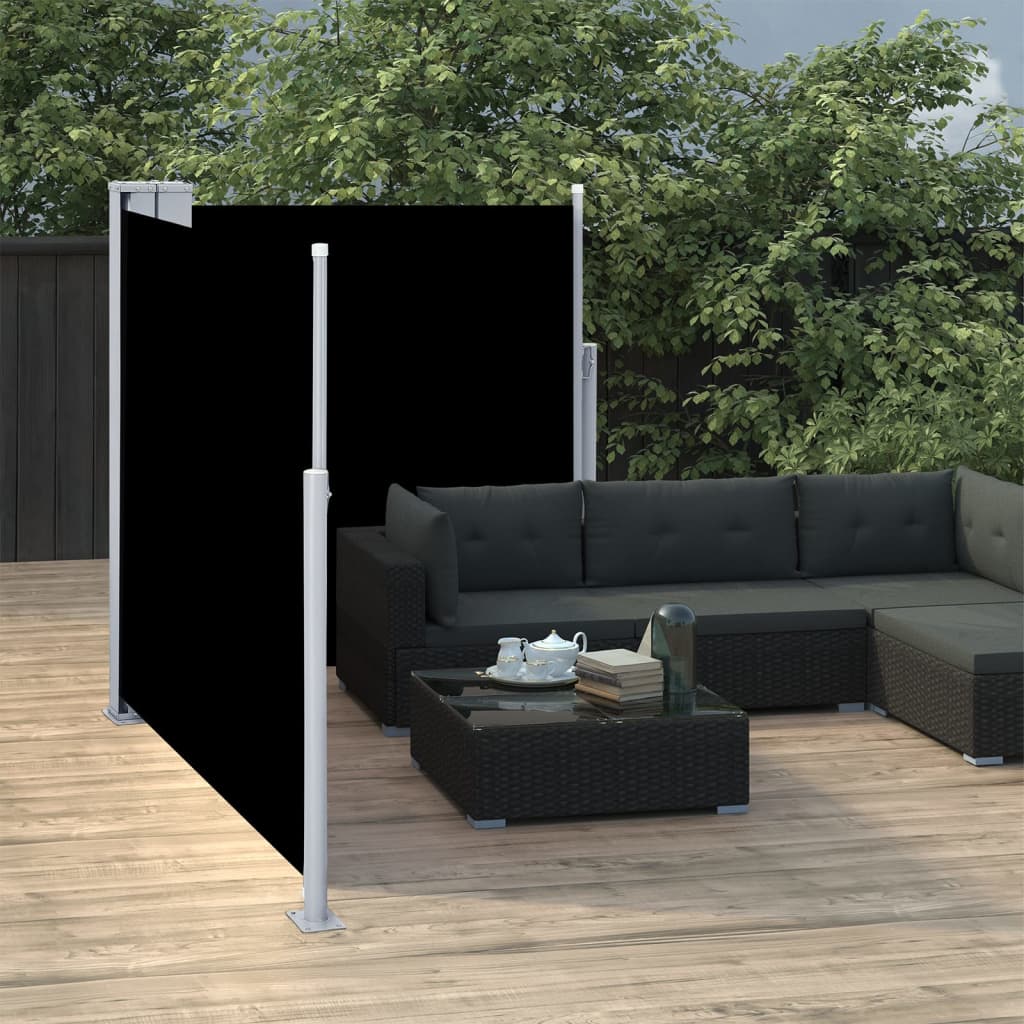 vidaXL Windscherm uittrekbaar 120x600 cm zwart afbeelding