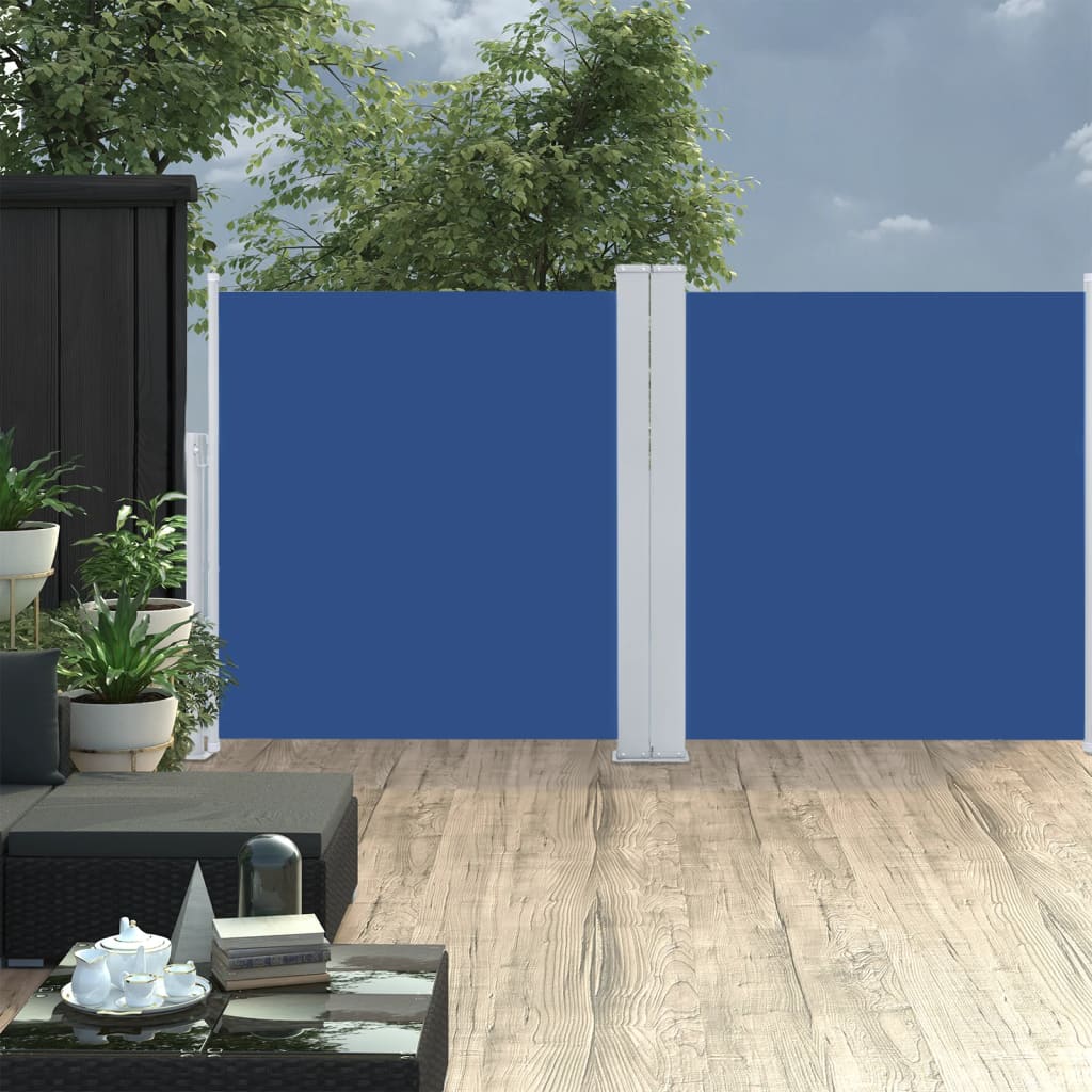 vidaXL Ausziehbare Seitenmarkise Blau 120 x 600 cm