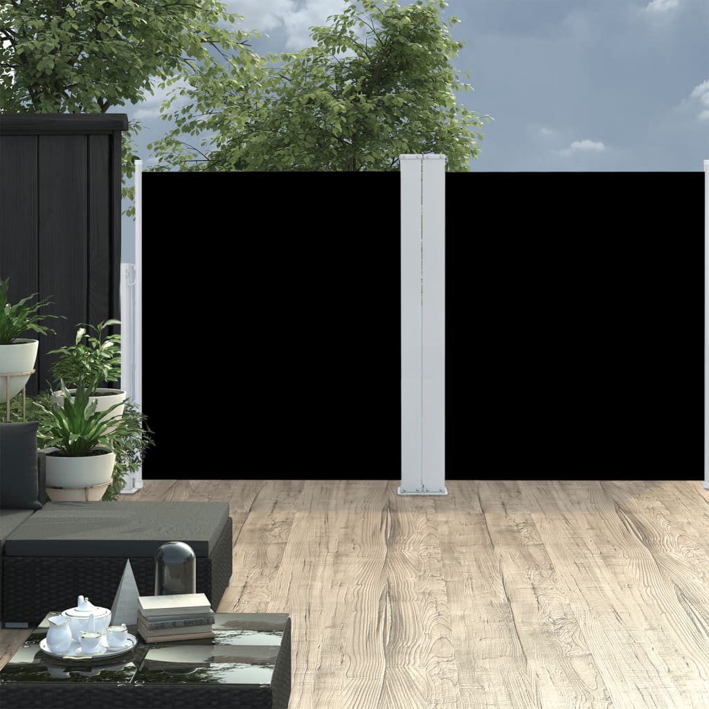 vidaXL Ausziehbare Seitenmarkise Schwarz 140 x 600 cm