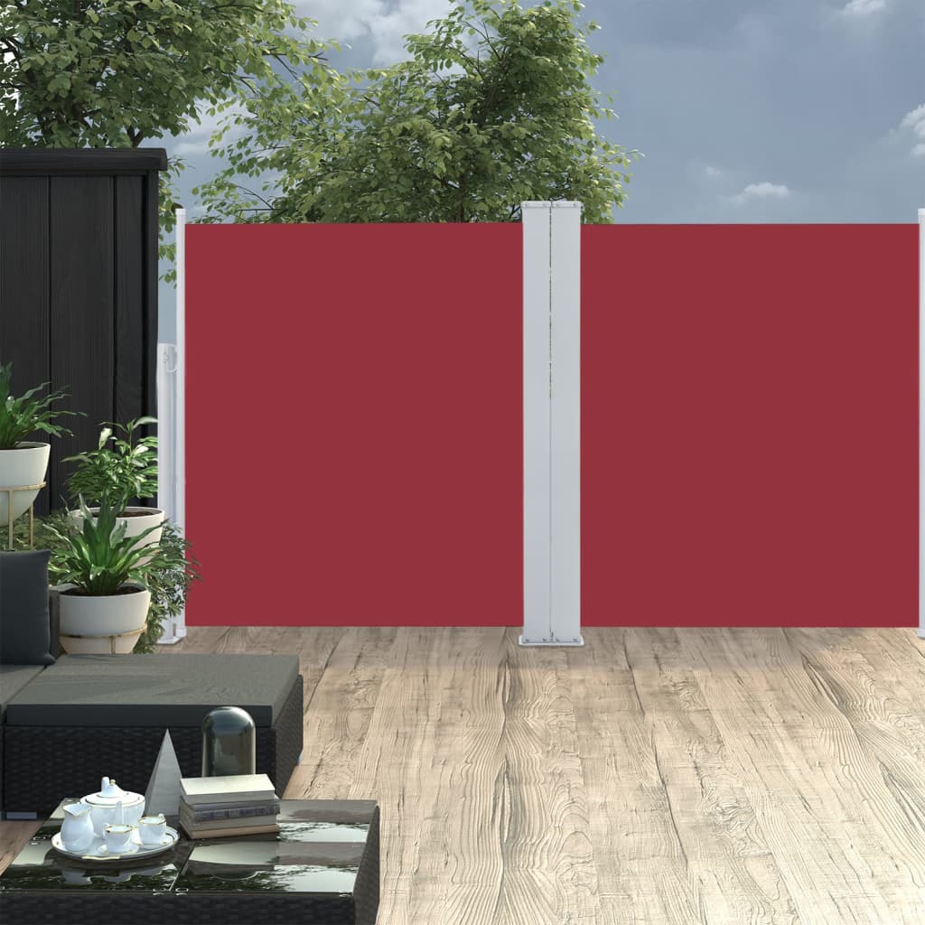 vida XL Ausziehbare Seitenmarkise Rot 140 x 600 cm