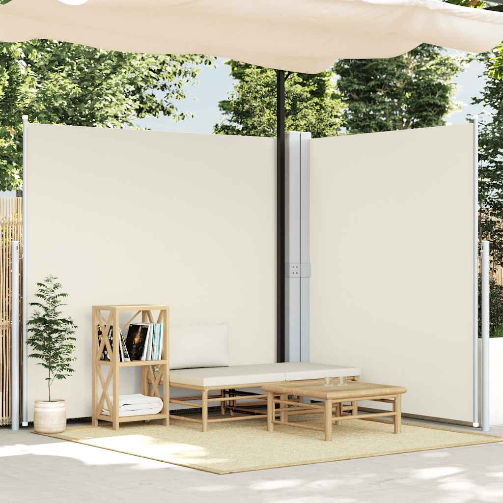 vidaXL Ausziehbare Seitenmarkise Doppelt 170 x 600 cm Creme