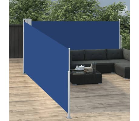 vidaXL Zatahovací boční markýza / zástěna modrá 120 x 1000 cm