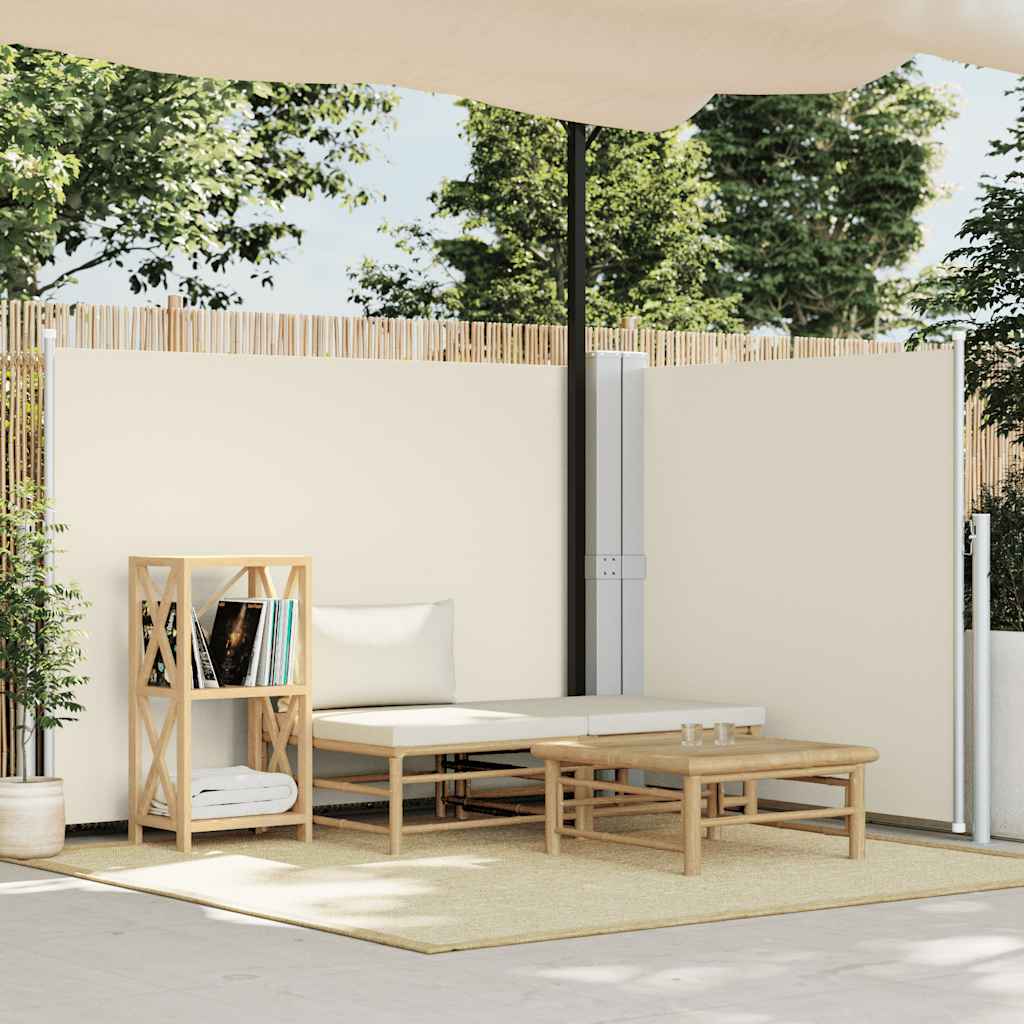 vidaXL Ausziehbare Seitenmarkise Creme 140 x 1000 cm