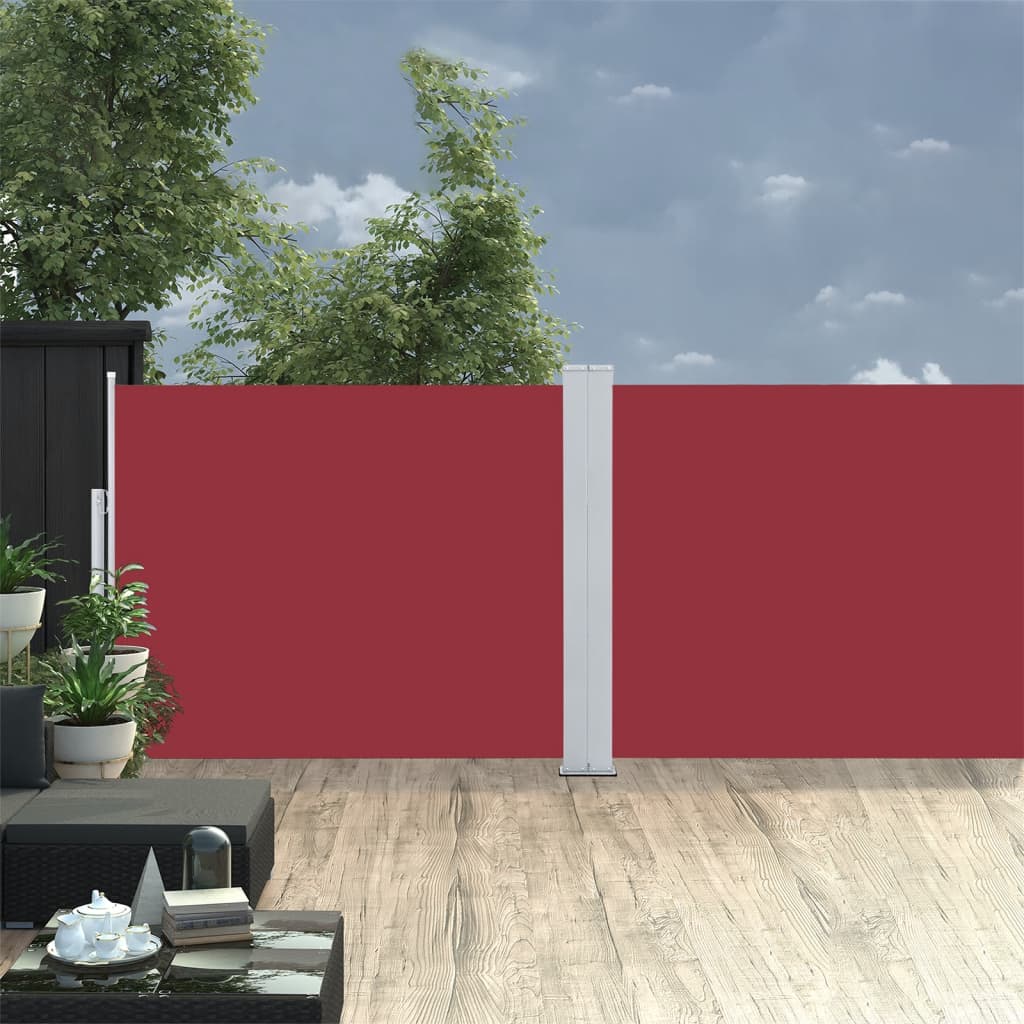 vidaXL Sisäänvedettävä sivumarkiisi 140×1000 cm punainen