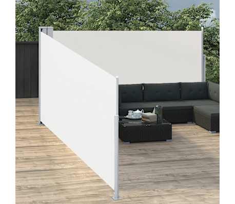 vidaXL Uttrekkbar sidemarkise 170x1000 cm kremhvit