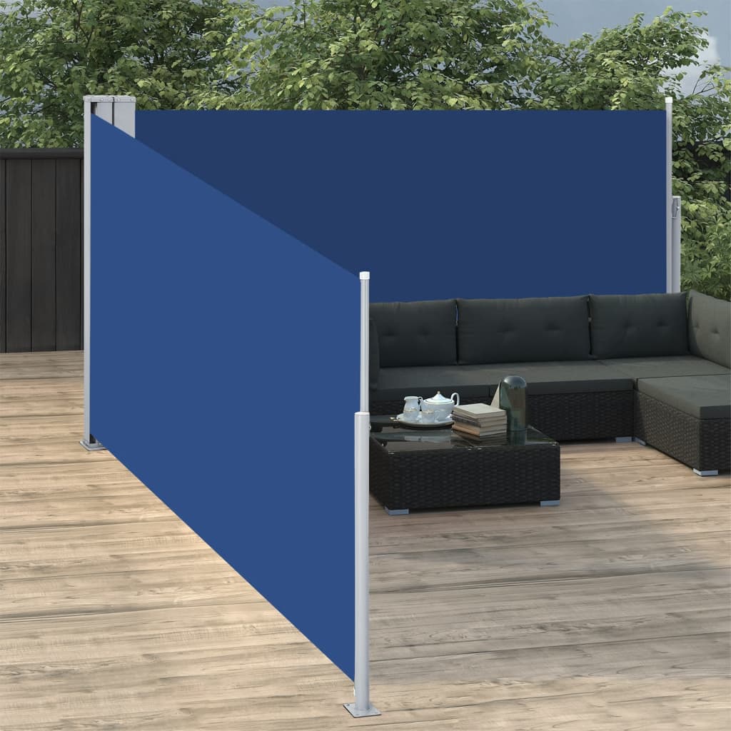 vidaXL Ausziehbare Seitenmarkise Blau 170 x 1000 cm