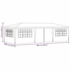 Profesionální party stan s bočnicemi 4 x 9 m bílý 90 g/m² - obrázek 10
