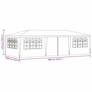 Profesionální party stan s bočnicemi 4 x 9 m modrý 90 g/m² - obrázek 10