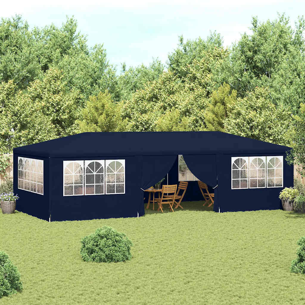 Profesionálny párty stan+bočné steny 4x9 m, modrý 90 g/m² 48530