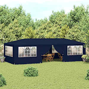 Profesionalen vrtni šotor s stranicami 4x9 m moder 90 g/m²