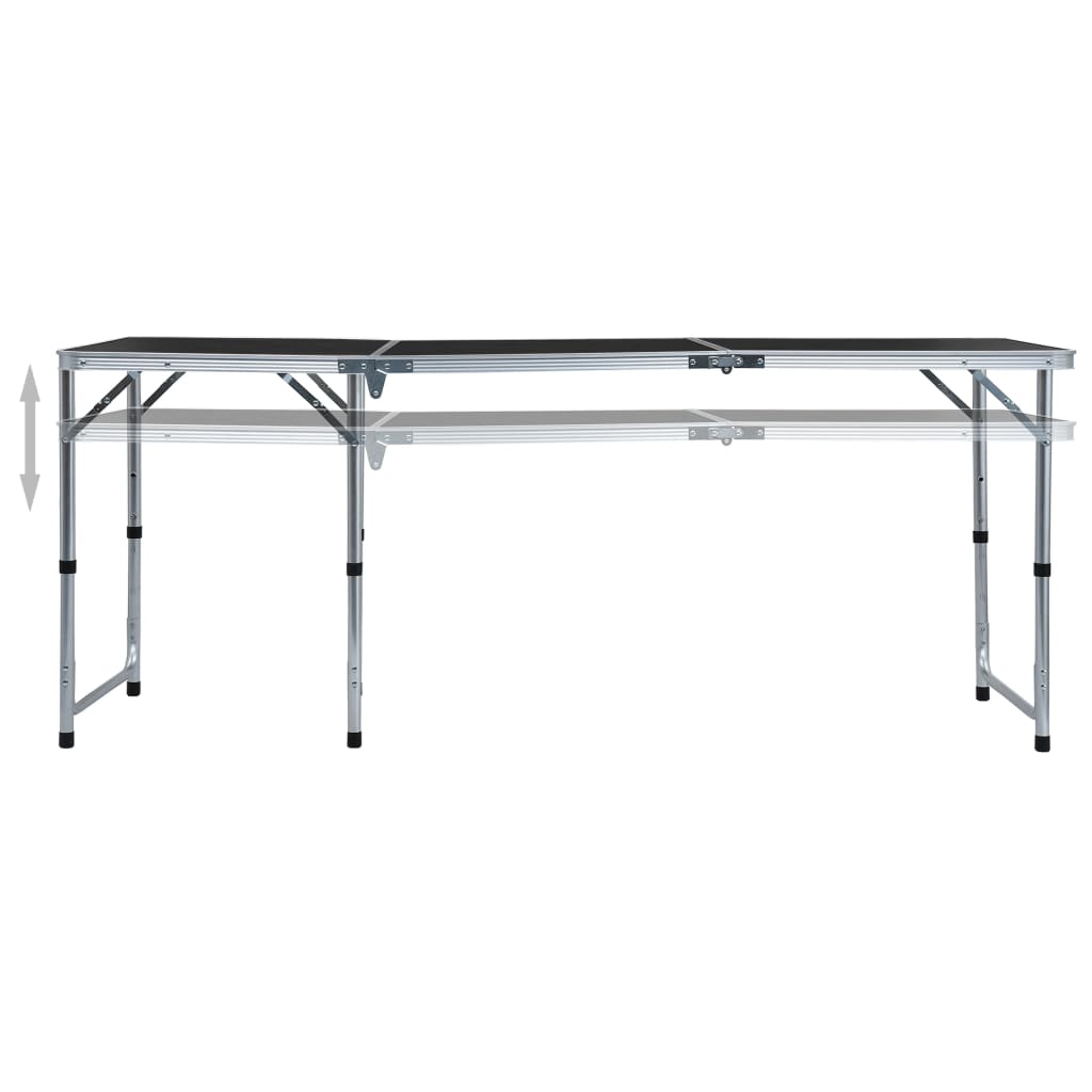 vidaXL Mesa de camping plegable de aluminio gris 180x60 cm