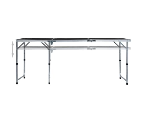 vidaXL Mesa de camping plegable de aluminio gris 180x60 cm