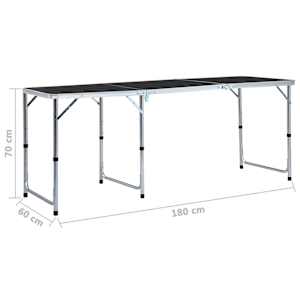 Skládací kempingový stůl šedý hliník 180 x 60 cm - obrázek 9