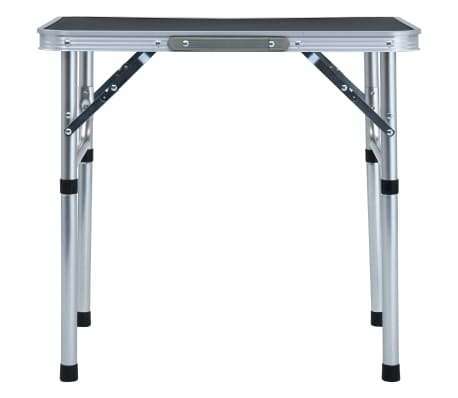 vidaXL طاولة تخييم قابلة للطي رمادي ألومنيوم 60×45 سم