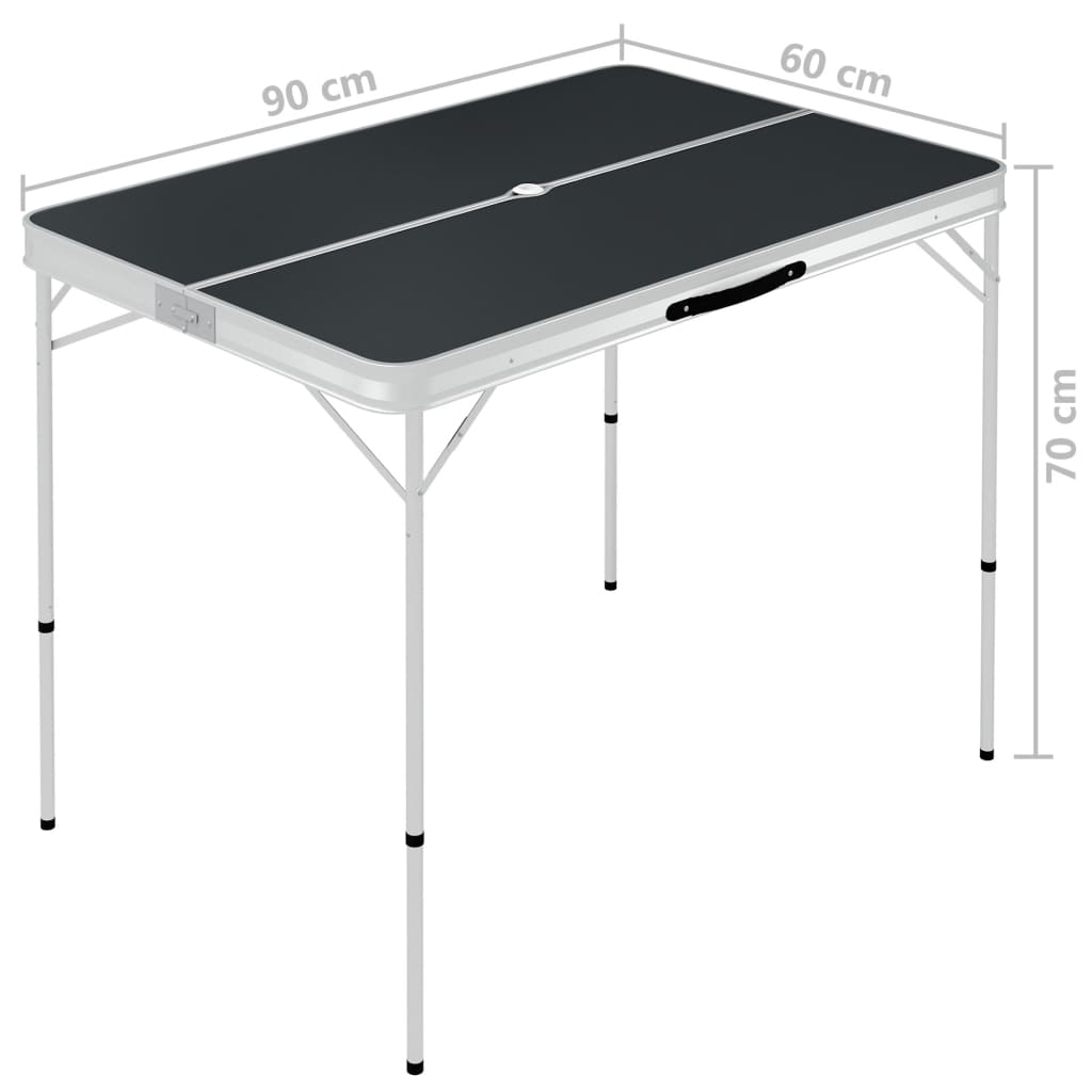 Folding Camping Table With 2 Benches Aluminium Grey VidaXL 18 width=274
