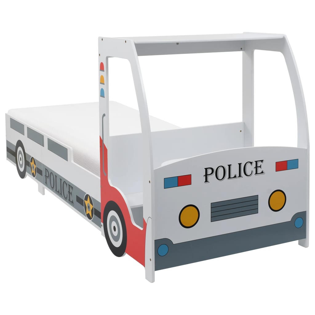 Dětská postel policejní auto+matrace z paměťové pěny 90x200 cm