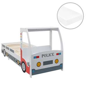 Dětská postel policejní auto+matrace z paměťové pěny 90x200 cm