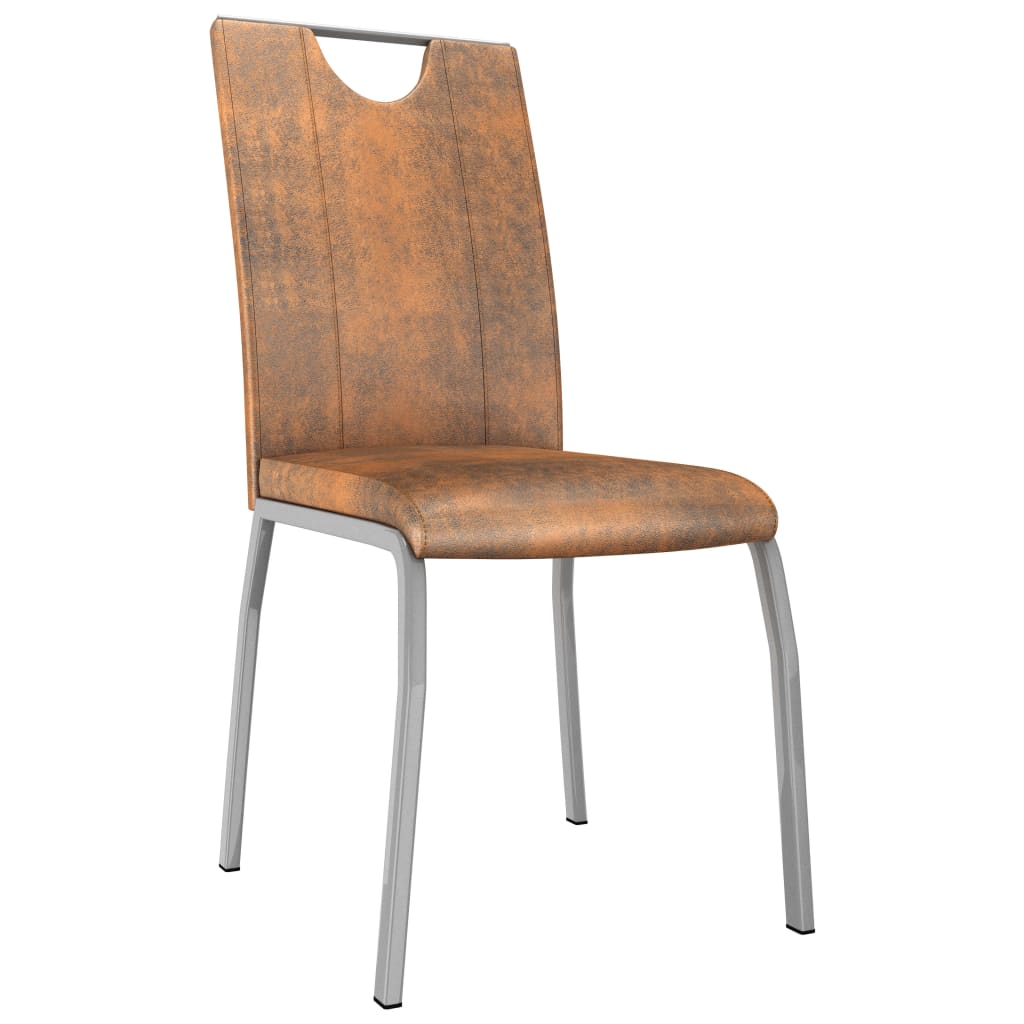 

vidaXL Eetkamerstoelen 4 st kunstleer suèdebruin