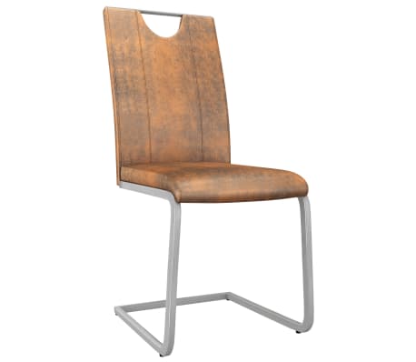 vidaXL Valgomojo kėdės, 2vnt., ruda zomša, dirbtinė oda