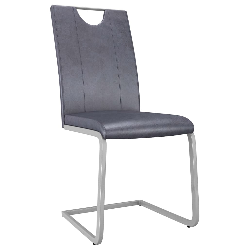 vidaXL Dining Chairs 2 pcs Suede Grey Faux Leather