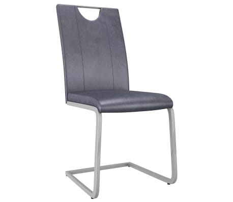 vidaXL Dining Chairs 2 pcs Suede Grey Faux Leather