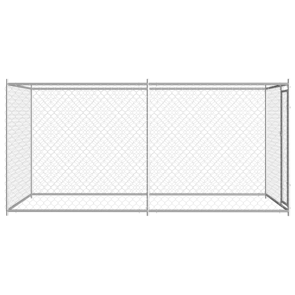 Chenil d'extérieur en acier galvanisé pour chien - Panneaux à mailles - 382x192x185 cm - 7m²