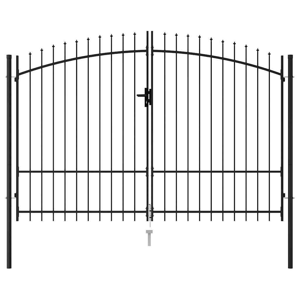vidaXL Poort met puntige bovenkant dubbel 3x2 m staal zwart