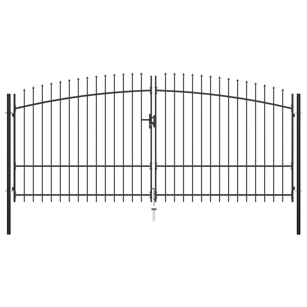 vidaXL Doppelflügel-Gartentor mit Speerspitzen 400 x 225 cm