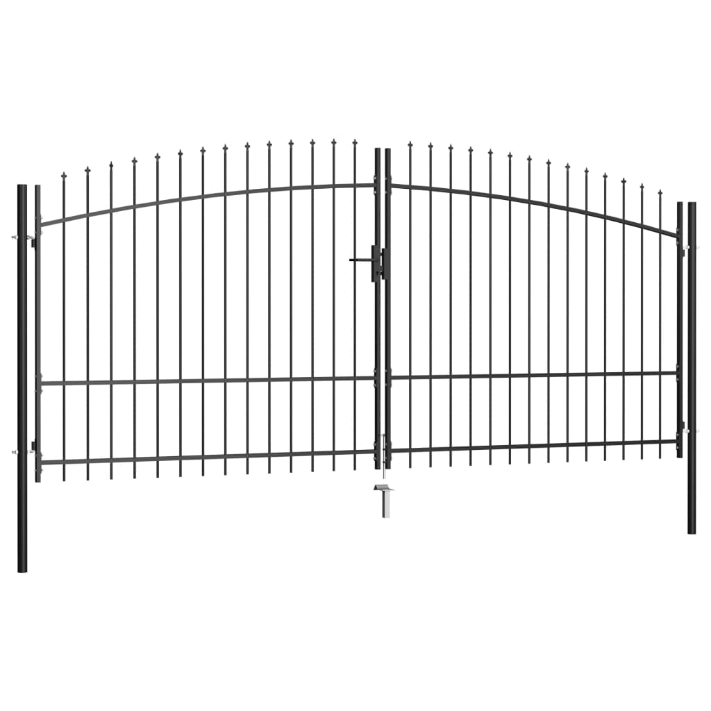 vidaXL Hekpoort dubbele deur met speren bovenkant 400x225 cm afbeelding