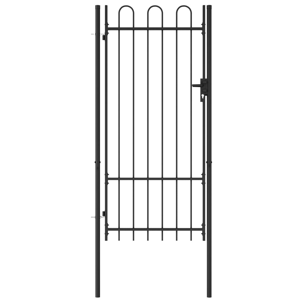 

vidaXL Fence Gate Single Door with Arched Top Steel 39.4"x78.7" Black