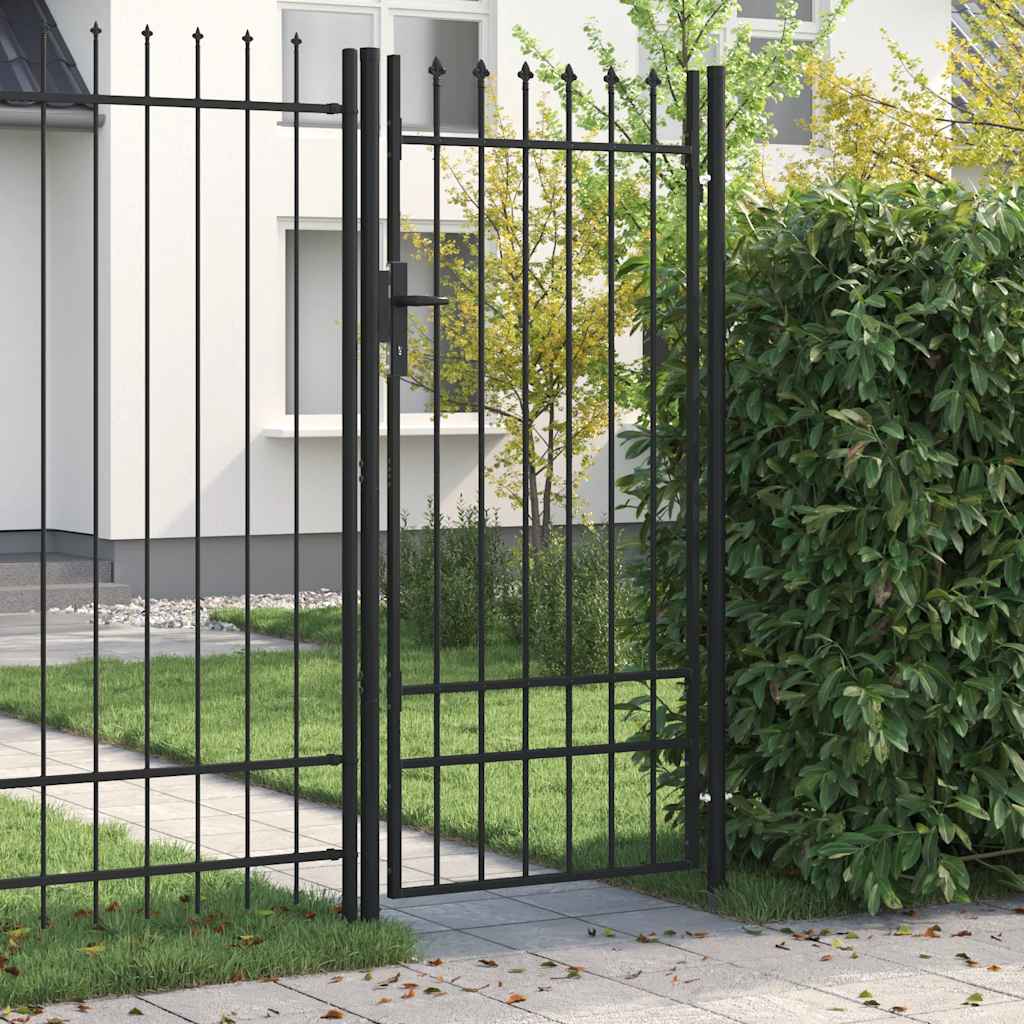 vidaXL Zauntor Einzelflügel mit Speerspitzen Stahl 1 x 2 m Schwarz