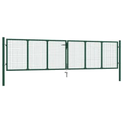 vidaXL Mesh Garden Gate Steel 400x75 cm Green