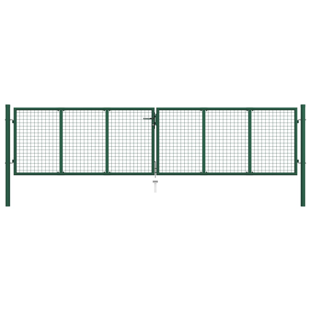 vidaXL Doppelstabmatten-Doppeltor Stahl 390x100 cm Grün