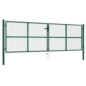 Vrtna mrežasta vrata iz jekla 400 x 125 cm zelena