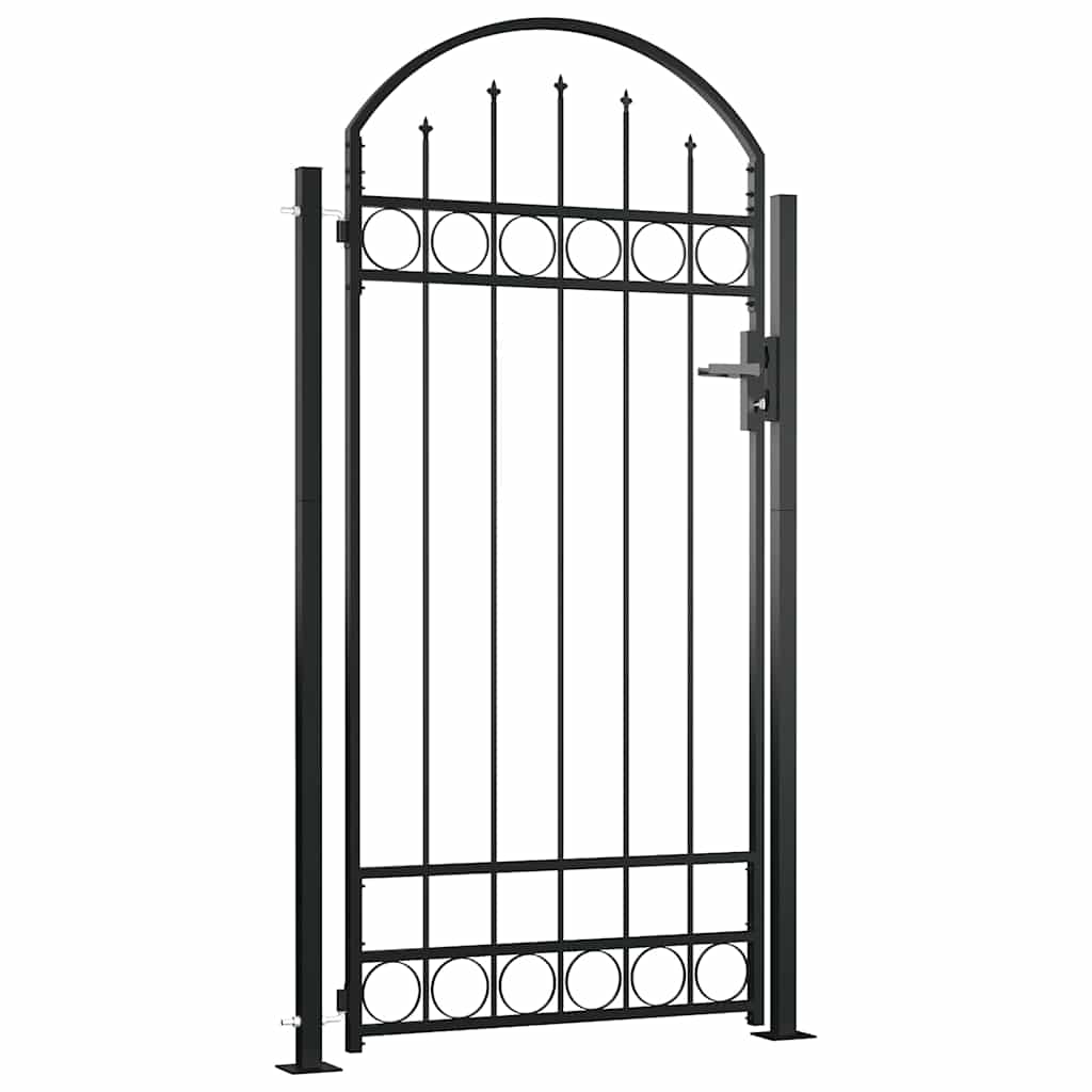 vidaXL Plotová branka ASSEN s klenutým vrcholem a 2 sloupky 105 x 170 cm černá