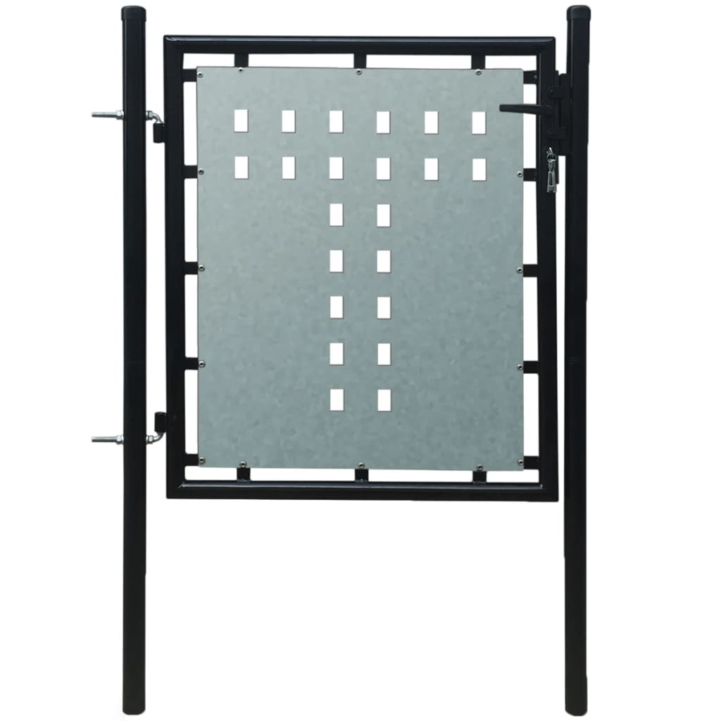

vidaXL Single Door Fence Gate Galvanized Steel 3.3'x3.3' Black