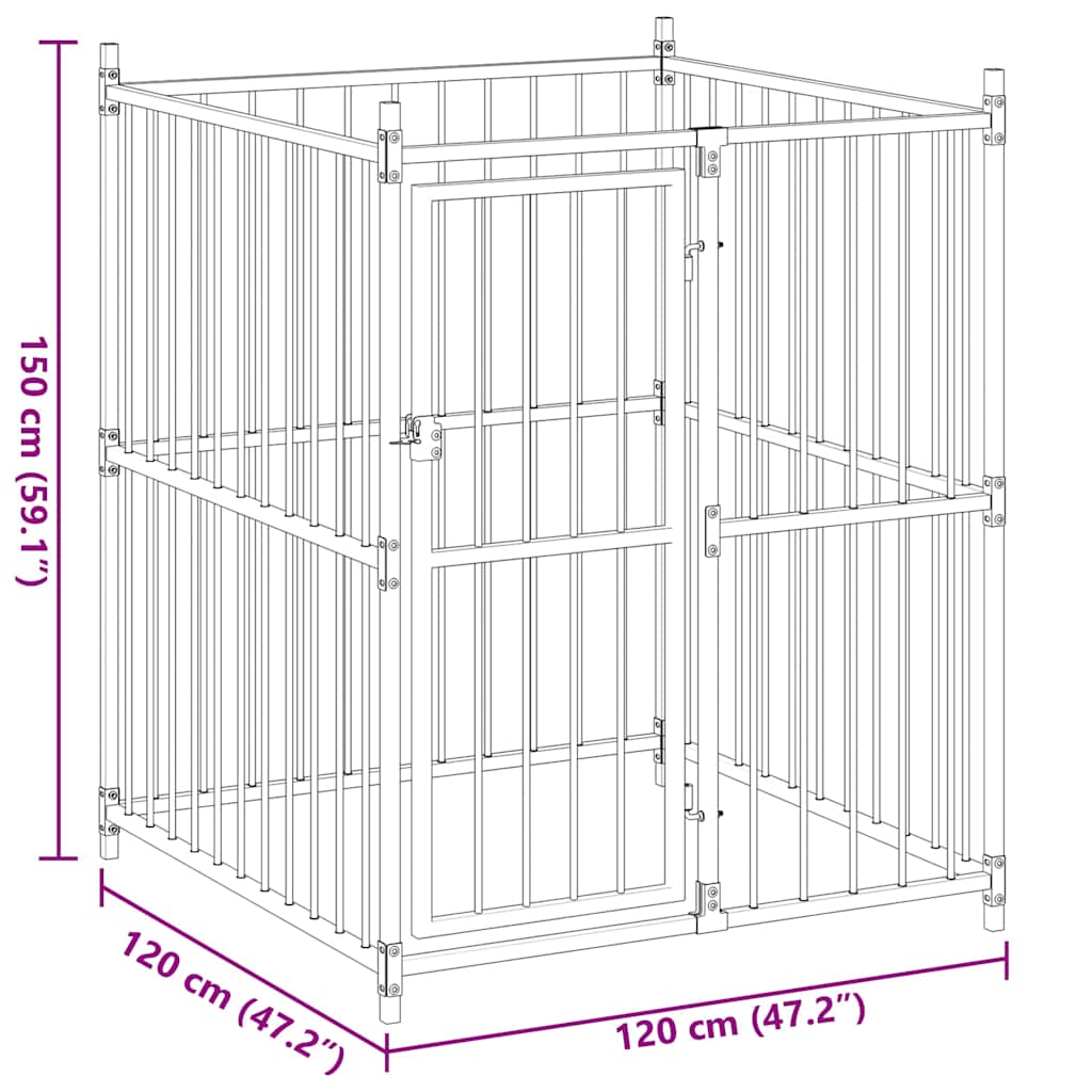 Koiran ulkohäkki 150x150x185 cm - Image 7