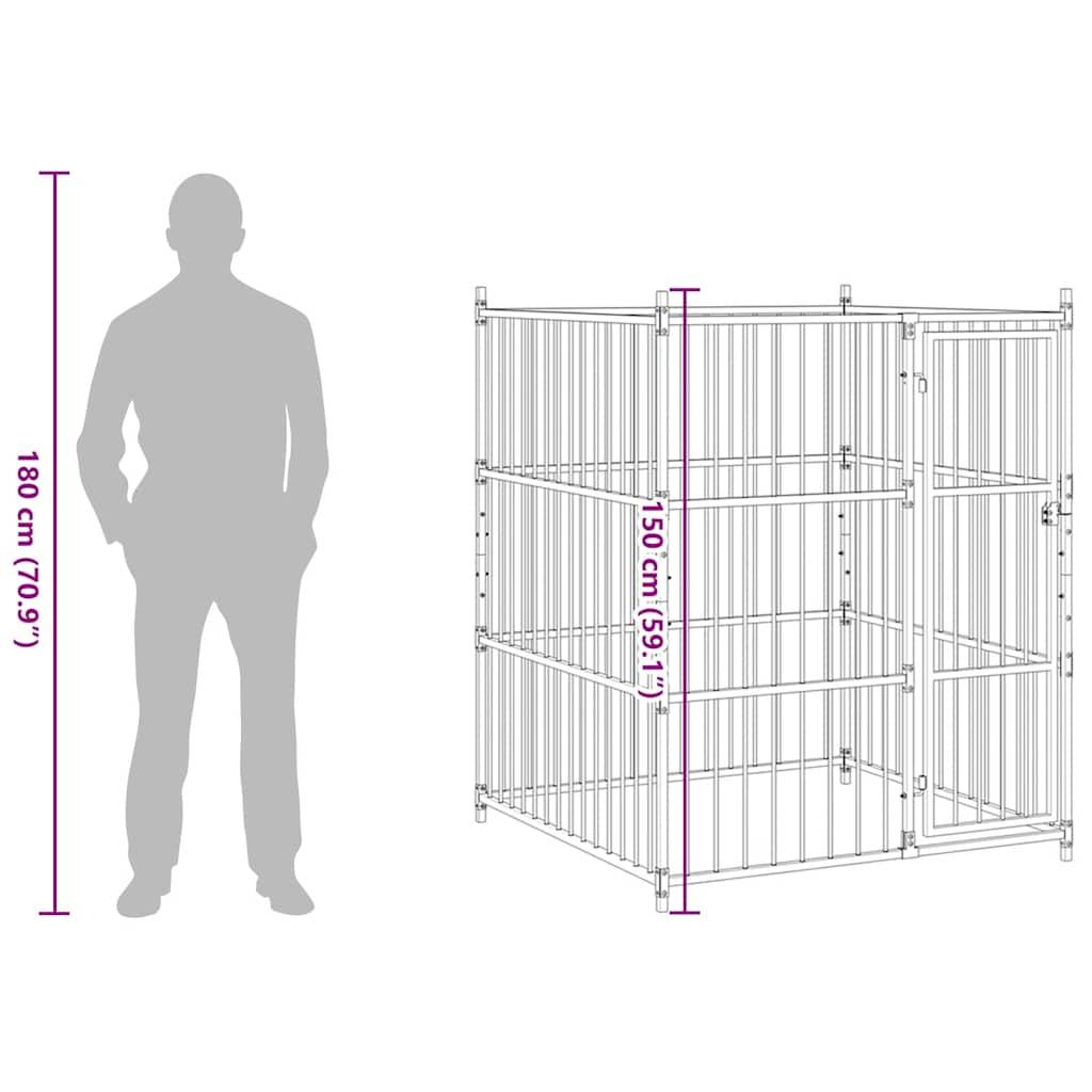 Koiran ulkohäkki 150x150x185 cm - Image 8