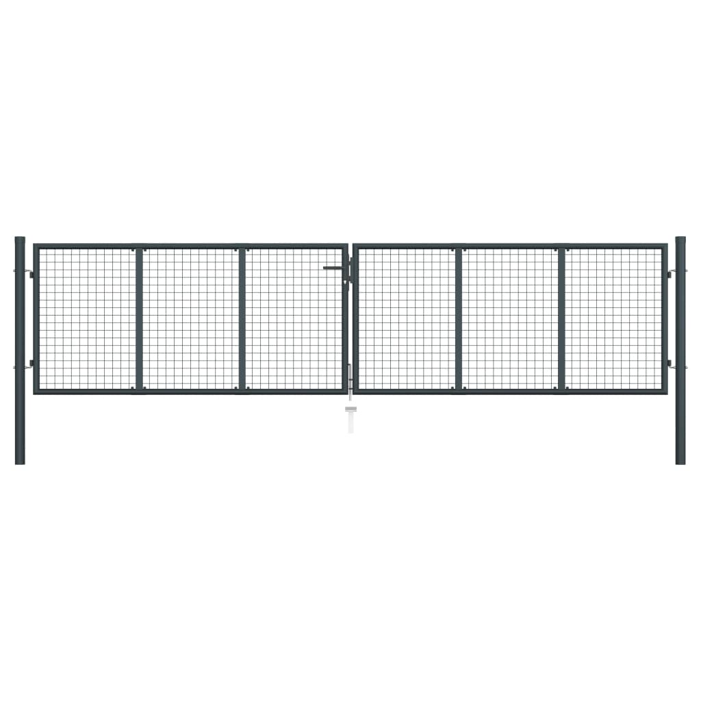 vidaXL Mesh-Gartentor Verzinkter Stahl 400 x 125 cm Grau