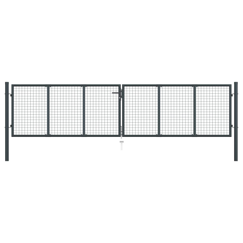 vidaXL Mesh-Gartentor Verzinkter Stahl 400 x 150 cm Grau