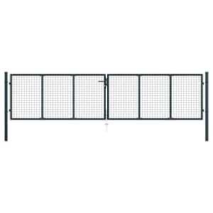 Vrtna mrežasta vrata iz pocinkanega jekla 400 x 100 cm siva