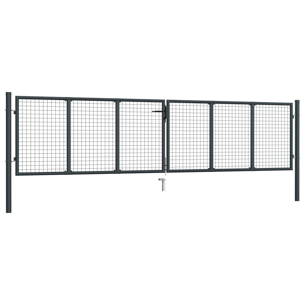 vidaXL Gaaspoort 400x150 cm gegalvaniseerd staal grijs afbeelding
