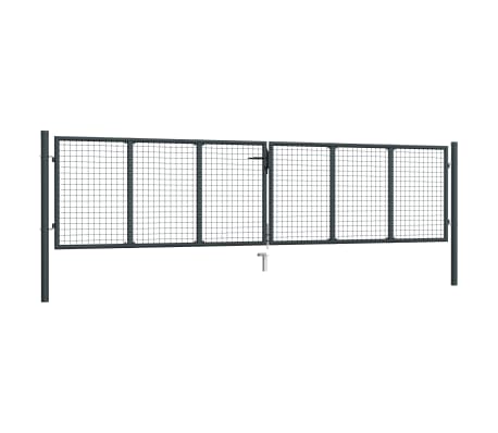 vidaXL Mesh-Gartentor Verzinkter Stahl 400 x 150 cm Grau