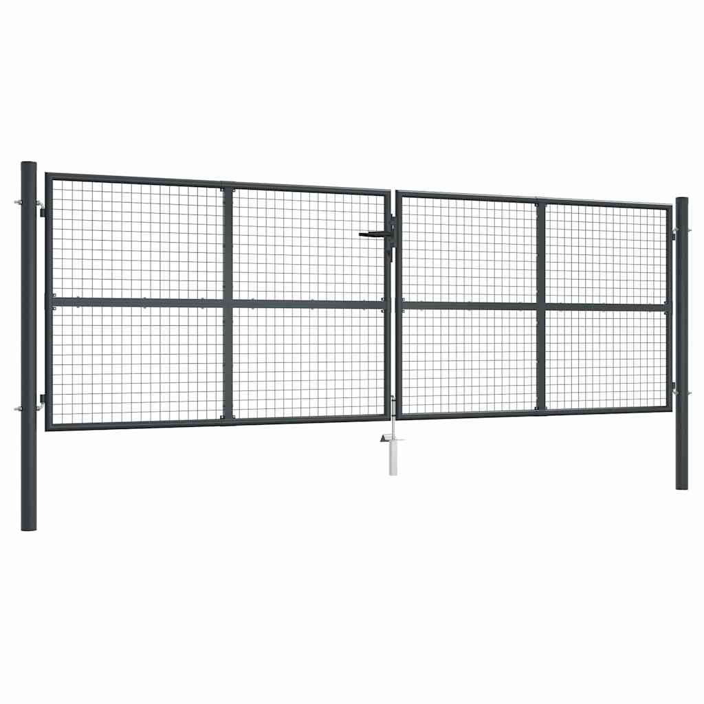 vidaXL Pletivá zahradní branka pozinkovaná ocel 400 x 125 cm šedá