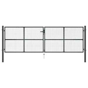 vidaXL Portail de jardin grillag&eacute; en acier galvanis&eacute; gris 400 x 125 cm