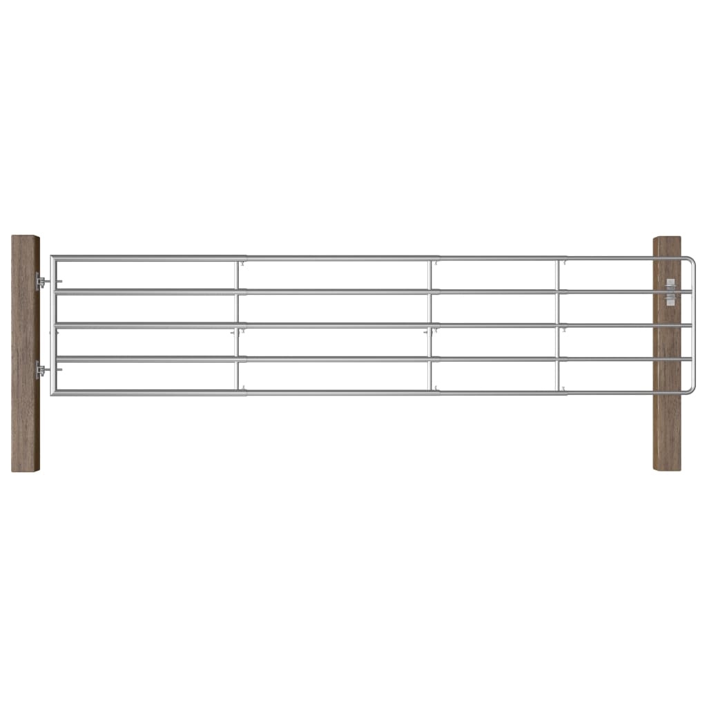 Brána na pastvinu ocelová 5 tyčí (150–400) x 90 cm stříbrná