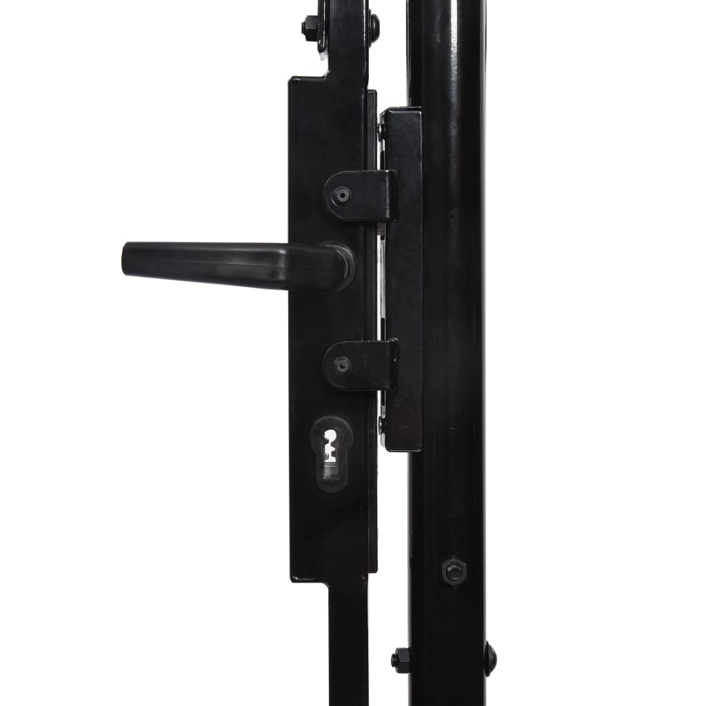 vidaXL Fence Gate Double Door with Spike Top Steel 9.8'x4.1' Black